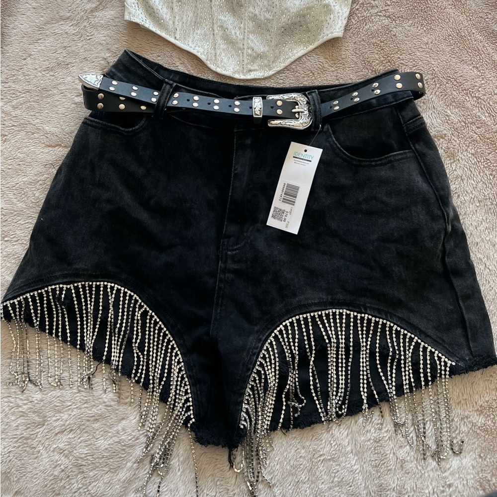Cowgirl Jewel Fringe Short w/ Belt! NWT